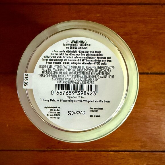 NEW WHIPPED HONEY & VANILLA Single Wick Candle 8oz Bath & Body Works - Picture 3 of 3